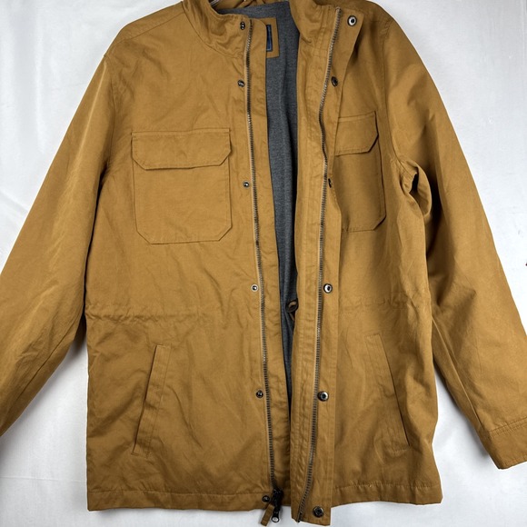 George Mens Brown Field Jacket Zip Front Casual Utility Coat Size M 38-40 - Picture 5 of 11